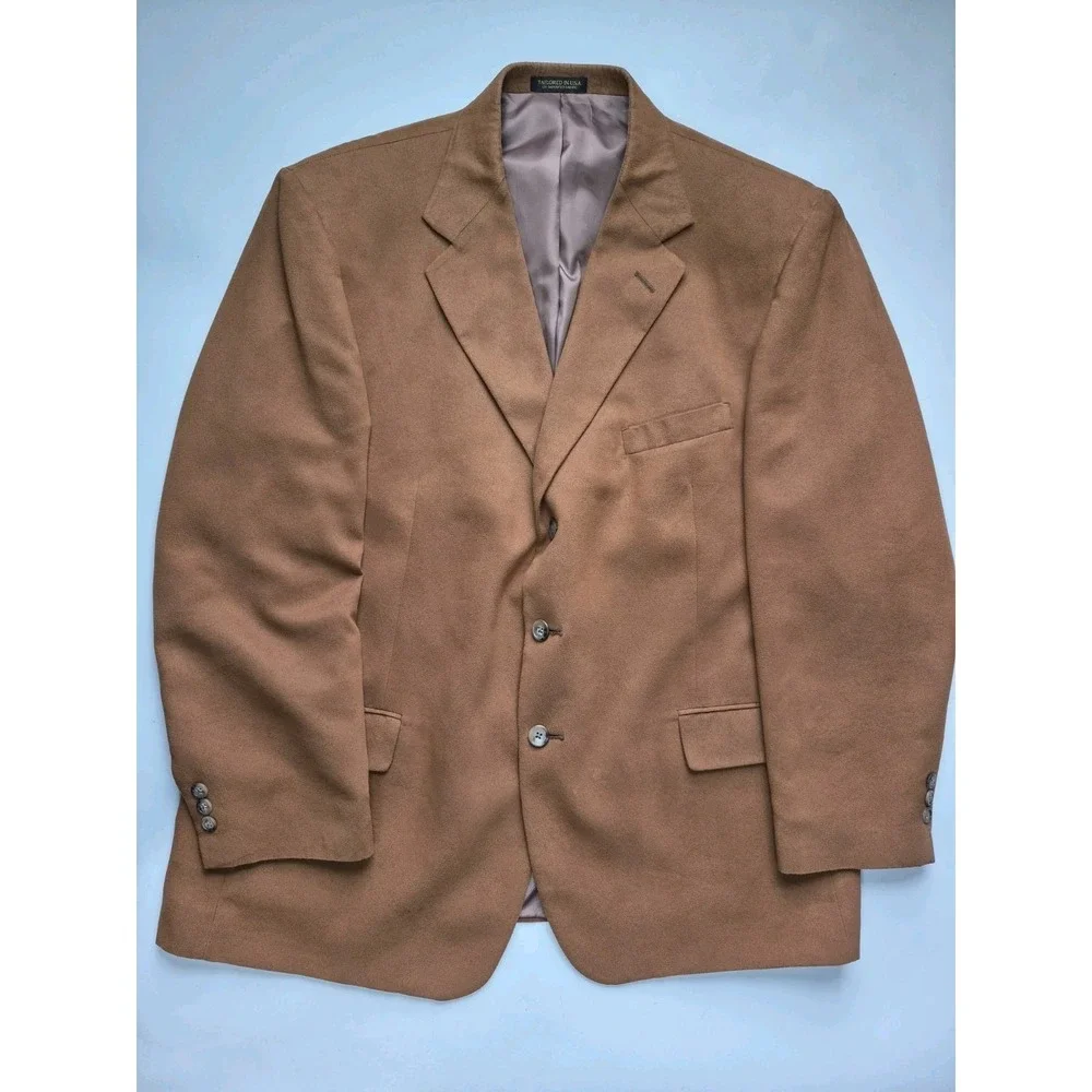 Norm Thompson Mens Micro Suede Sports Coat 47R Brown USA 3 Button Blazer